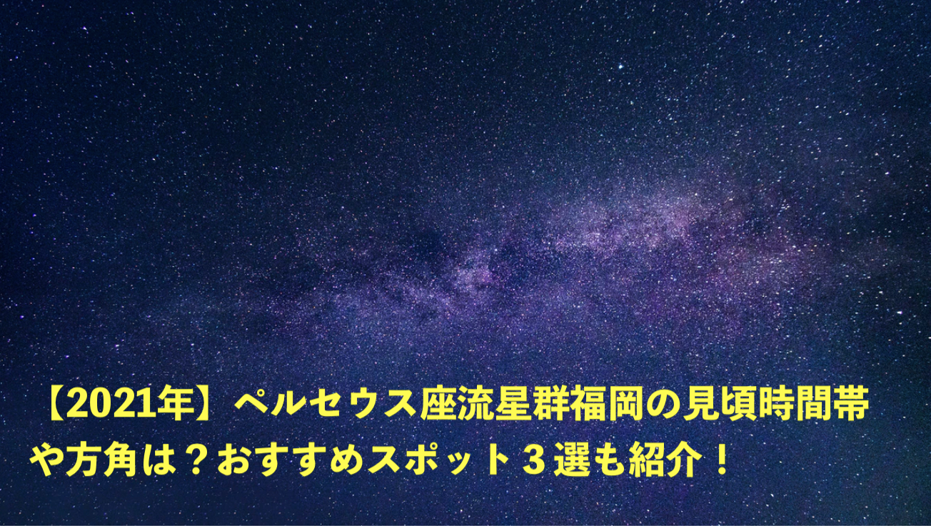 ペルセウス座流星群　2021 福岡　見頃　時間帯　おすすめスポット